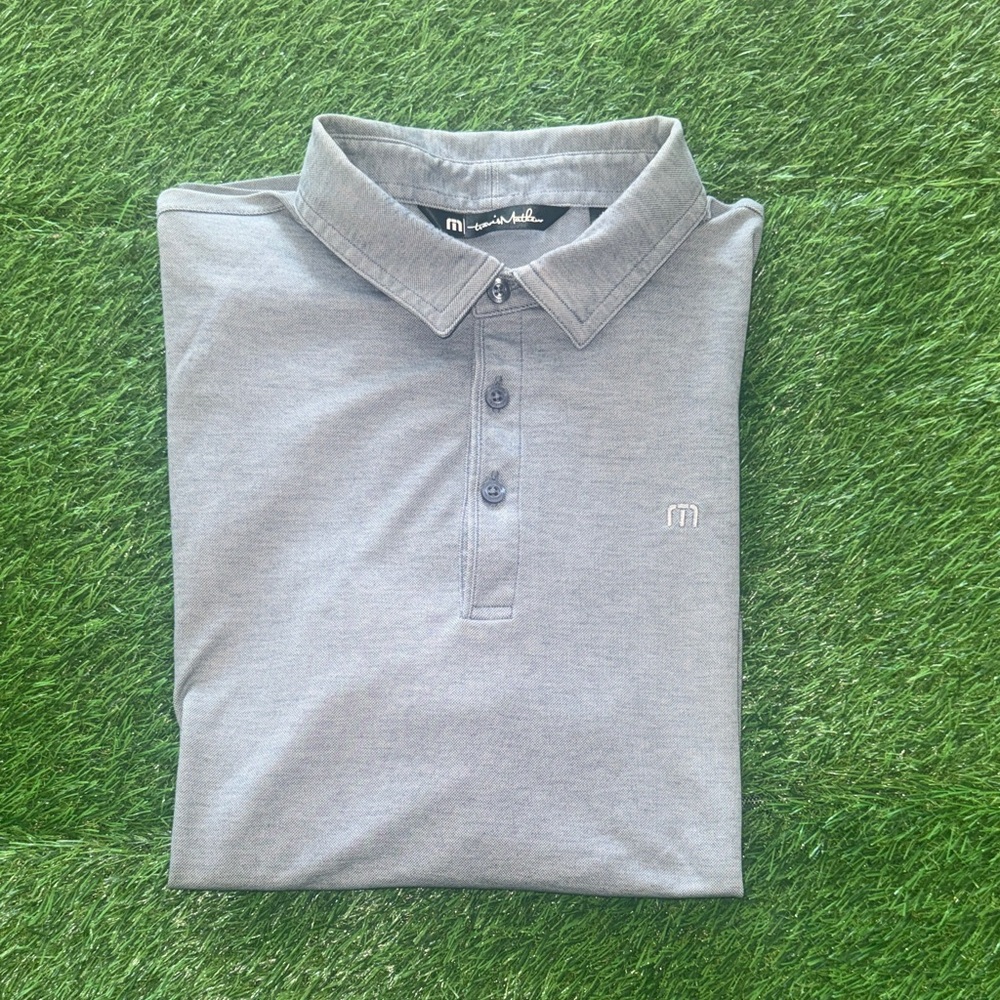 Men's Gray Travis Mathews Polo Shirt medium